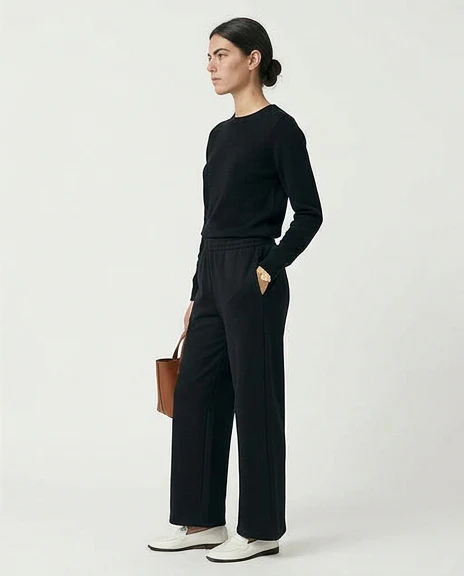 Black Wide-Leg Relaxed Tailored Trousers - R217484 - Image 4
