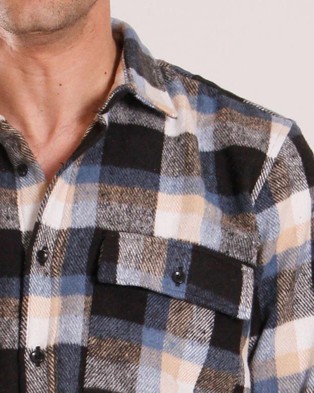 Blue and Tan Plaid Flannel Overshirt - O200614 - Image 4