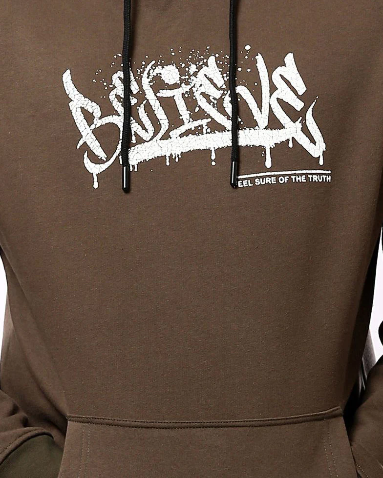 Brown Believe Graffiti Print Graphic Hoodie - O180396 - Image 4