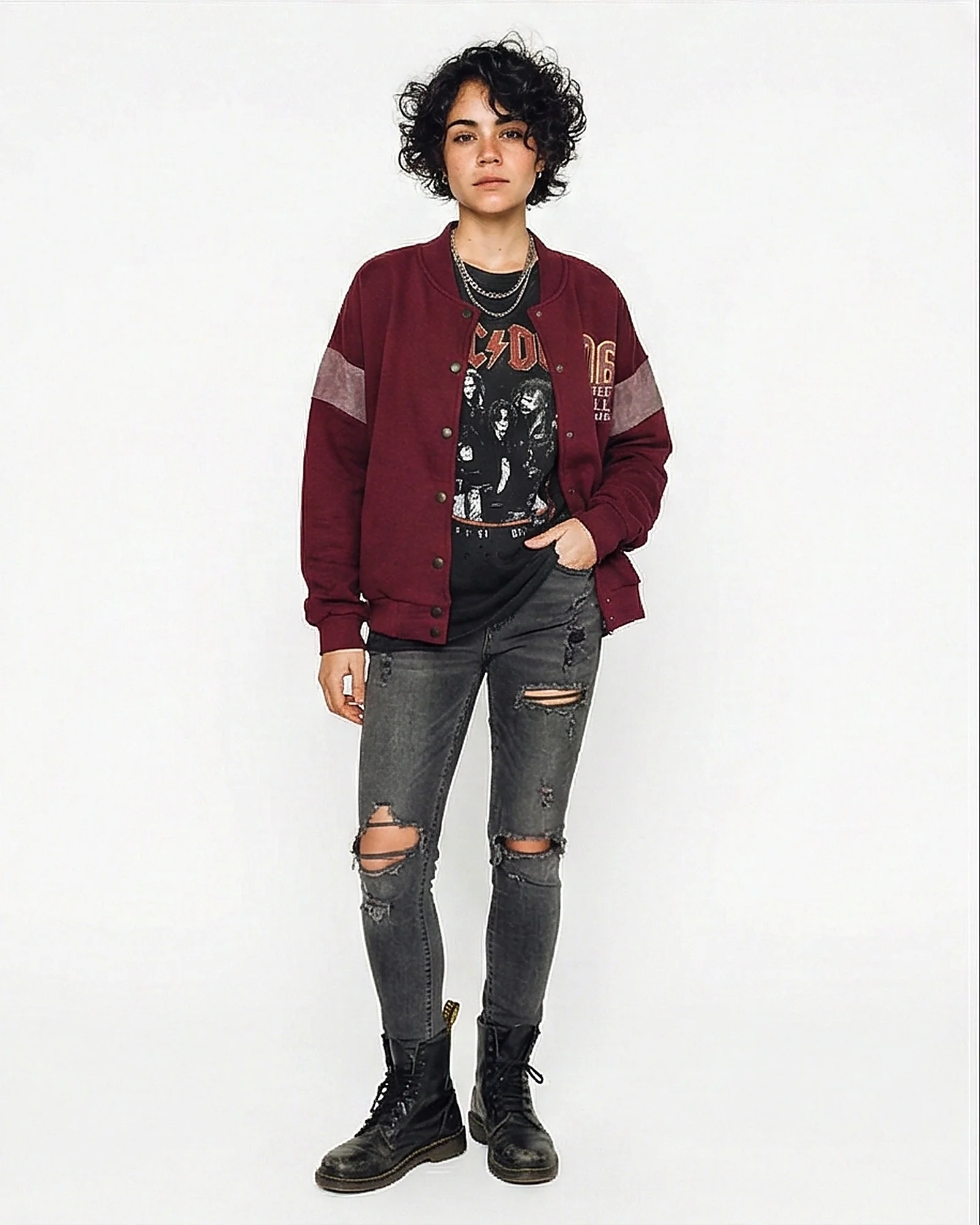 Burgundy Street Ball Games Varsity Bomber Sweatshirt - Image 3