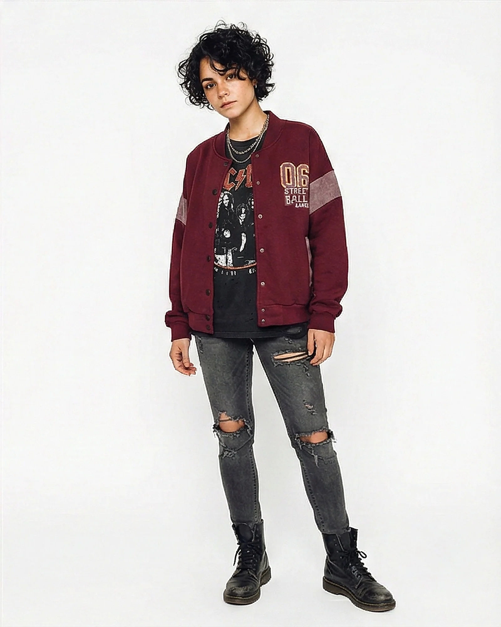 Burgundy Street Ball Games Varsity Bomber Sweatshirt - Image 4