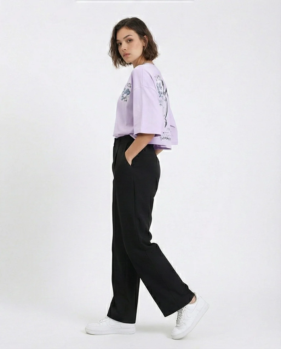 R209490 - Casual Printed Slip On Tee - Light Purple - Image 5