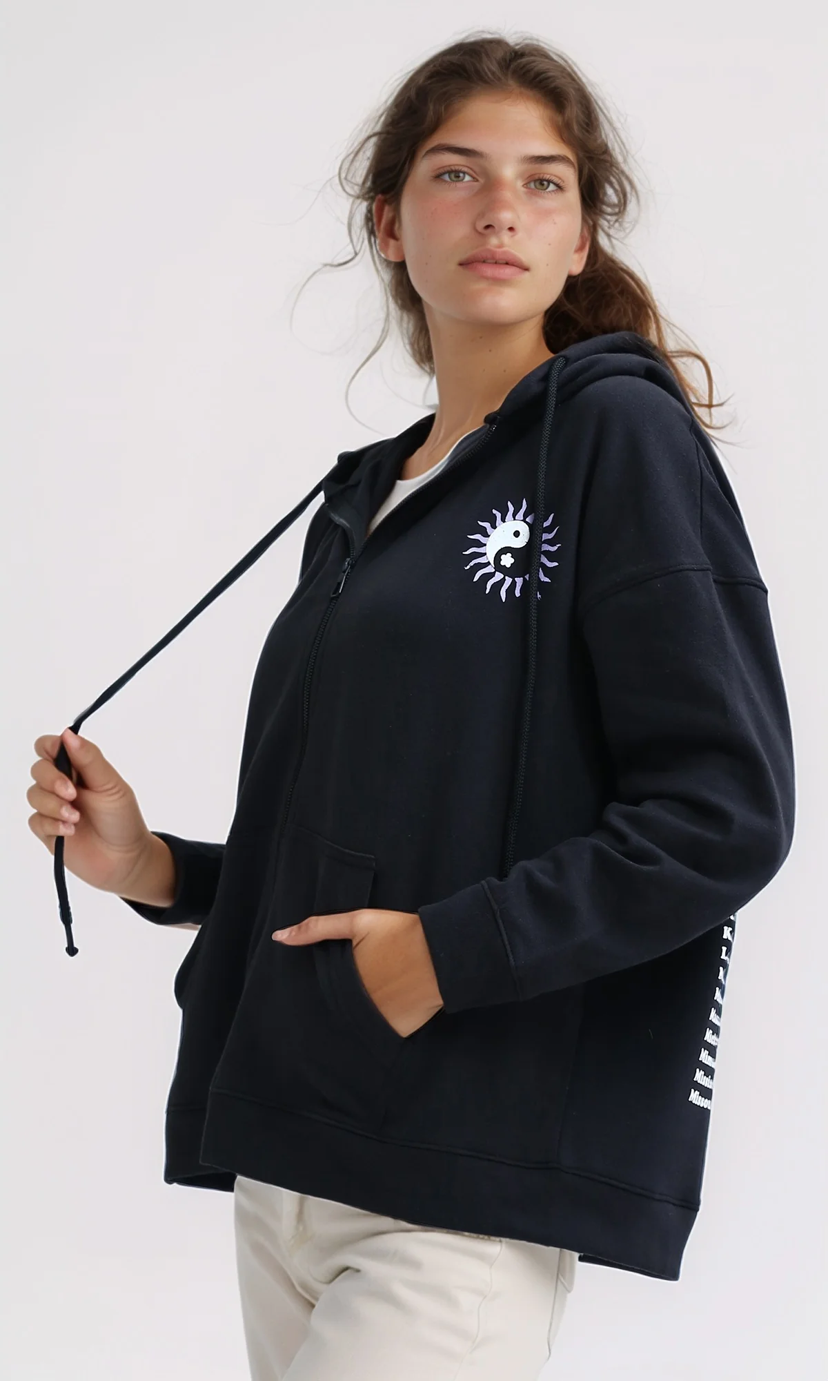 Celestial Yin-Yang Oversized Zip-Up Hoodie - O200151 - Image 2