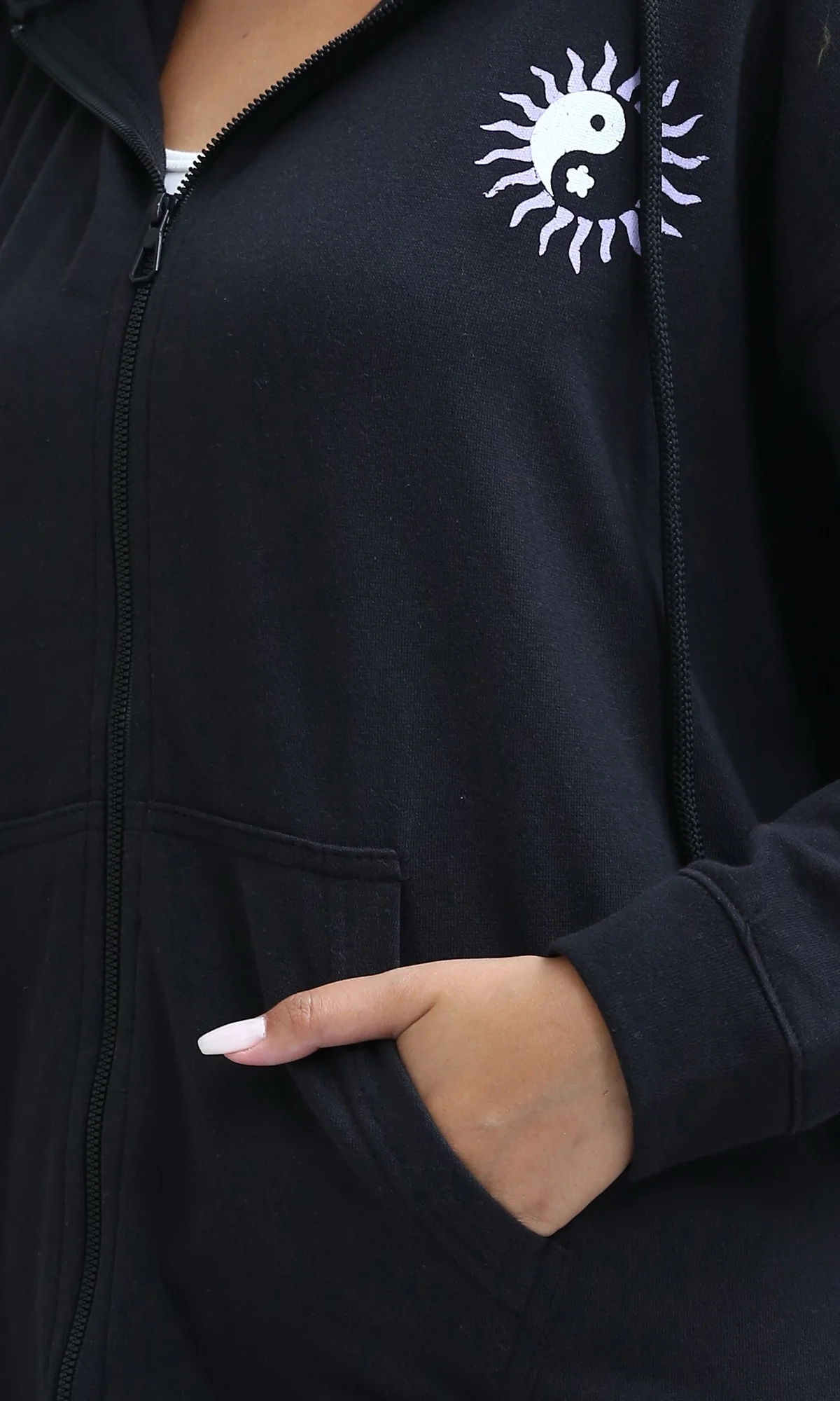 Celestial Yin-Yang Oversized Zip-Up Hoodie - O200151 - Image 4