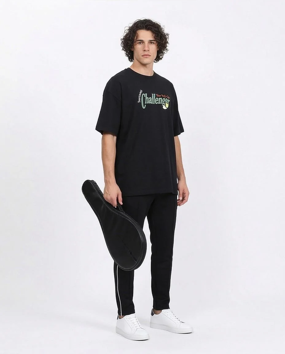 Ravin "Challenger" Oversized Tennis Graphic T-Shirt – Black - R210538 - Image 4