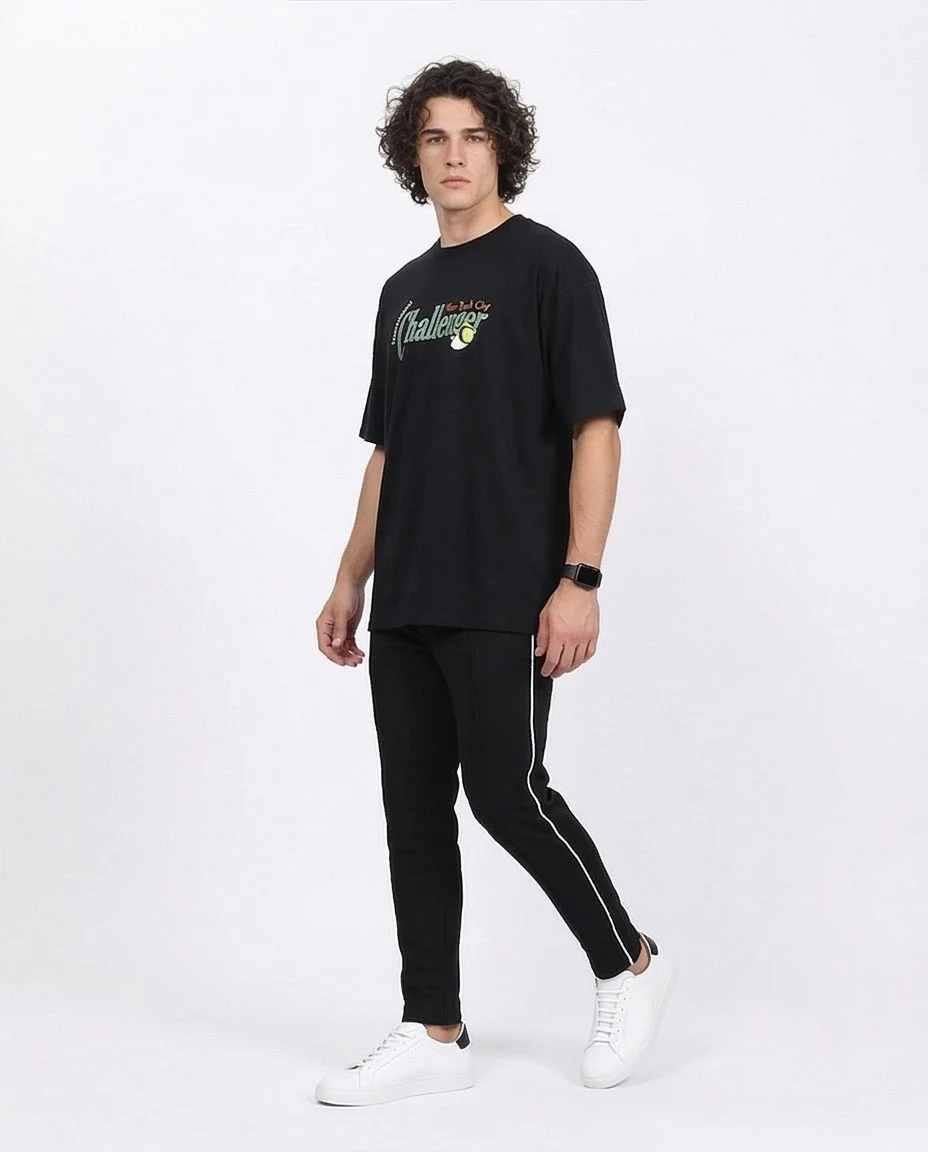 Ravin "Challenger" Oversized Tennis Graphic T-Shirt – Black - R210538 - Image 5