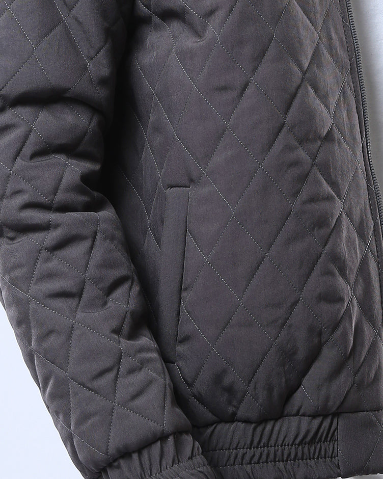 Charcoal Grey Diamond Quilted Bomber Jacket - O175350 - Image 4