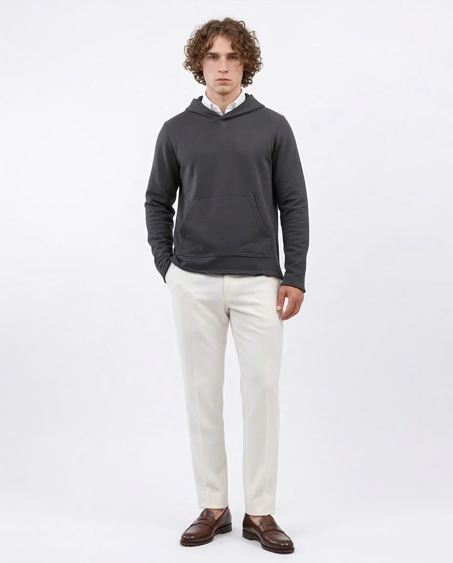 Charcoal Minimalist Raw-Edge Hoodie - O202182 - Image 3