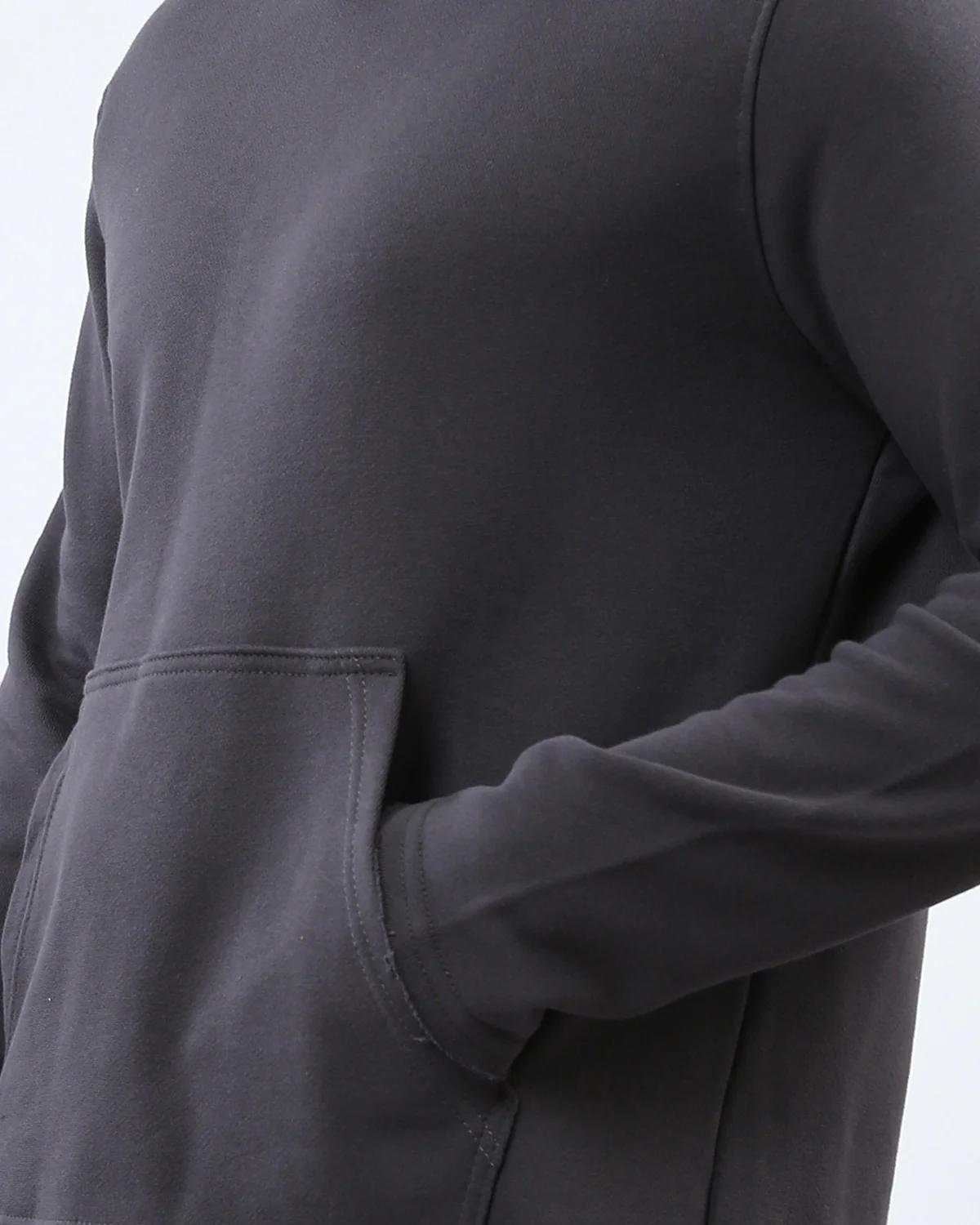 Charcoal Minimalist Raw-Edge Hoodie - O202182 - Image 4