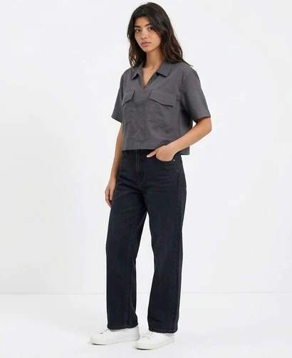 Charcoal Grey Utility Boxy Short Sleeve Shirt - R216619 - Image 4