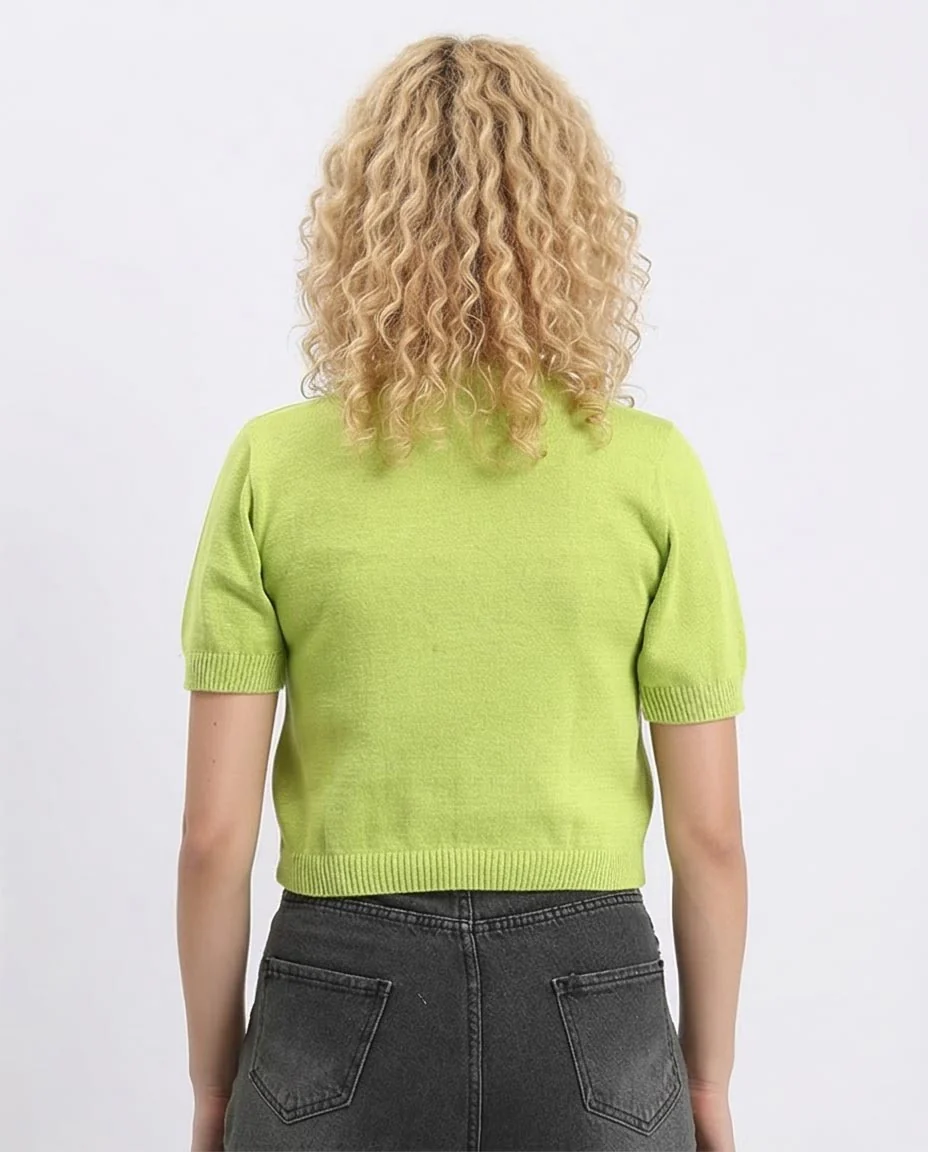 Ravin Chartreuse Short-Sleeve Knit Top - Neon Green - R207979 - Image 2