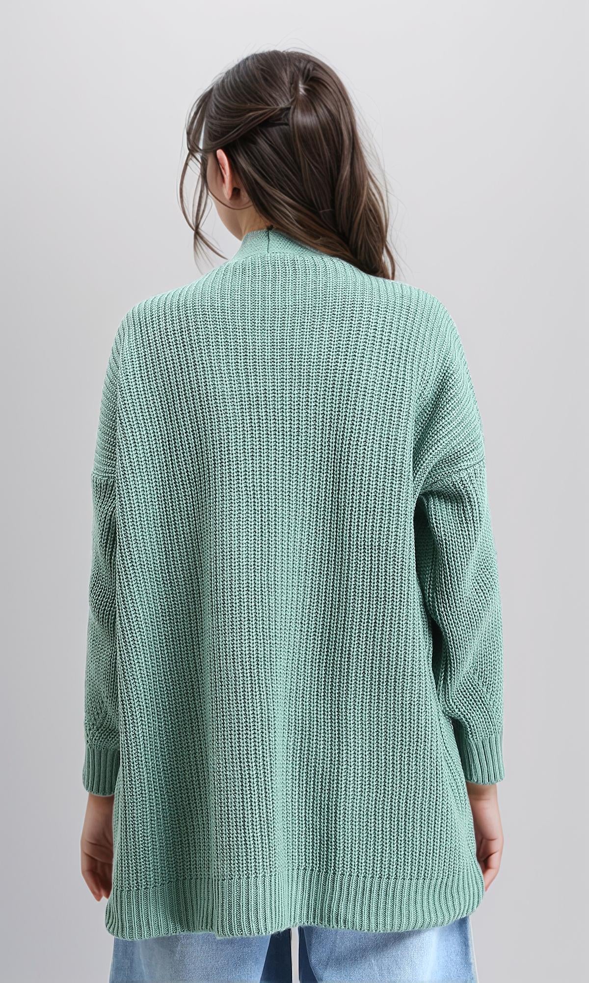 R212648 - Chunky Knit Slip On Cardigan - Mint - Image 2