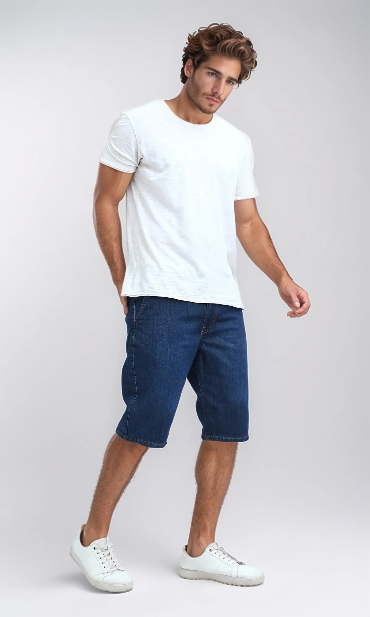 Classic Indigo Straight-Fit Denim Shorts - O198729 - Image 7
