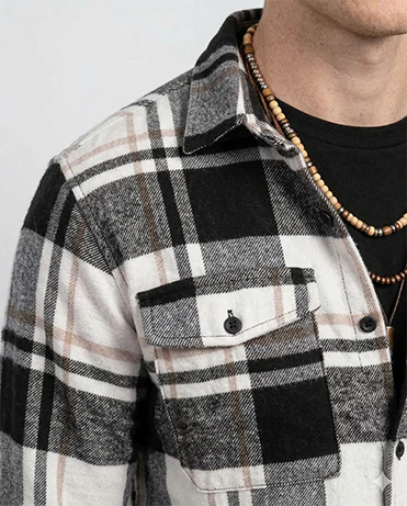 Classic Neutral Plaid Flannel Double Pocket Shirt - O200611 - Image 4