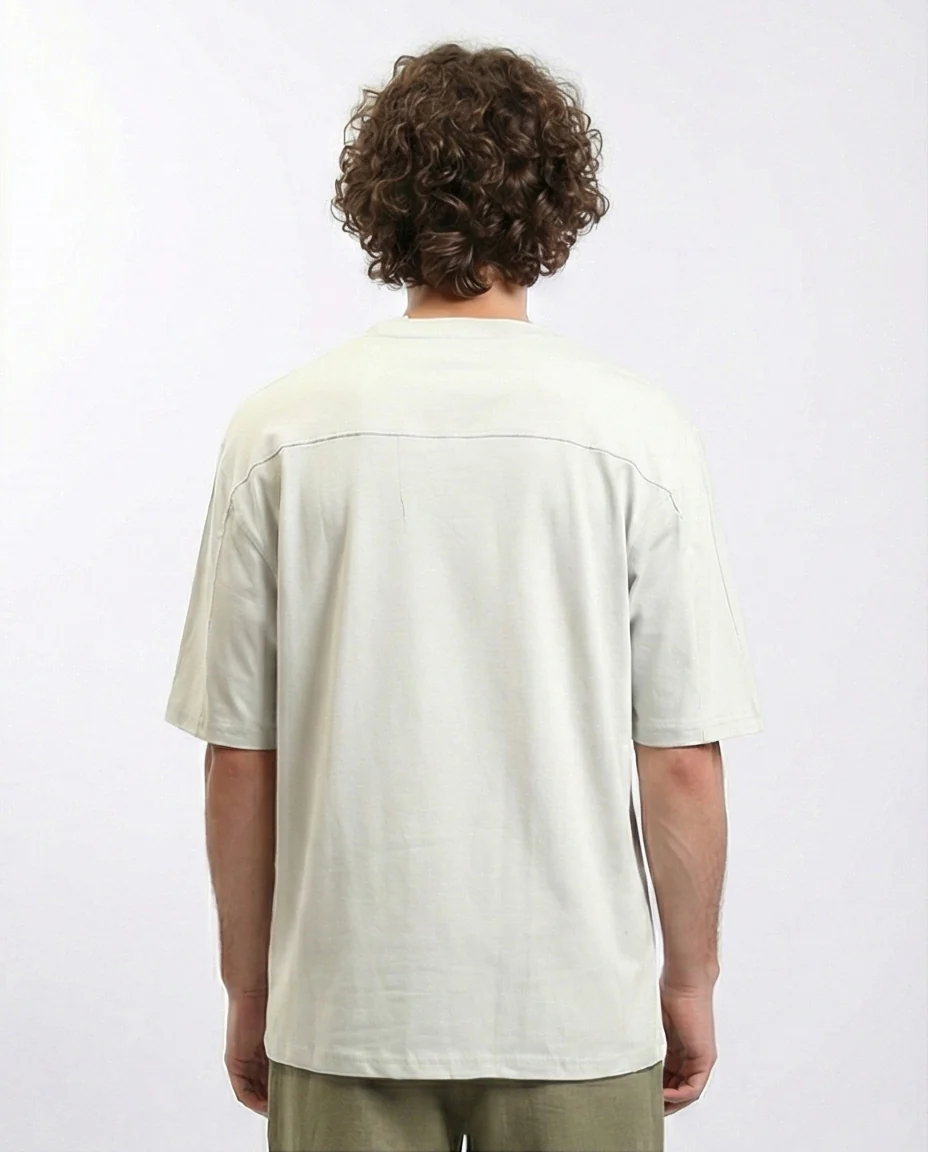 R215877 - Comfy Elbow-Sleeves Cotton Tee - Light Grey - Image 2