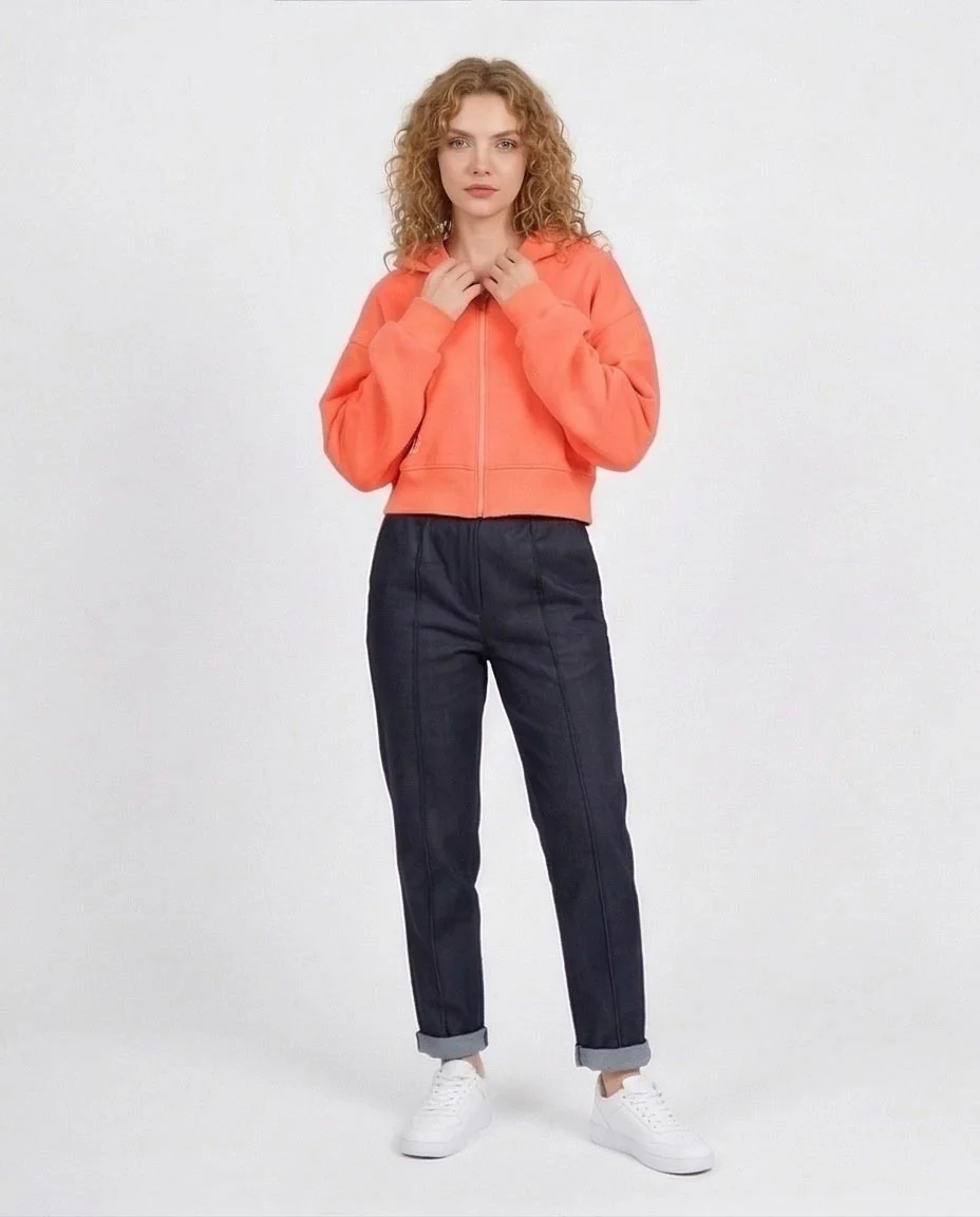 Coral Cropped Graphic Zip-Up Hoodie - O201150 - Image 3