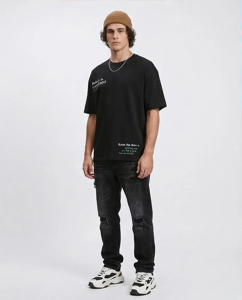 Ravin "Core Beliefs" Oversized Graphic T-Shirt – Black - R209405 - Image 4