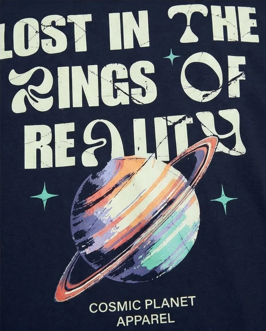 Ravin Cosmic Planet "Rings of Reality" Navy Graphic T-Shirt - R209385 - Image 3