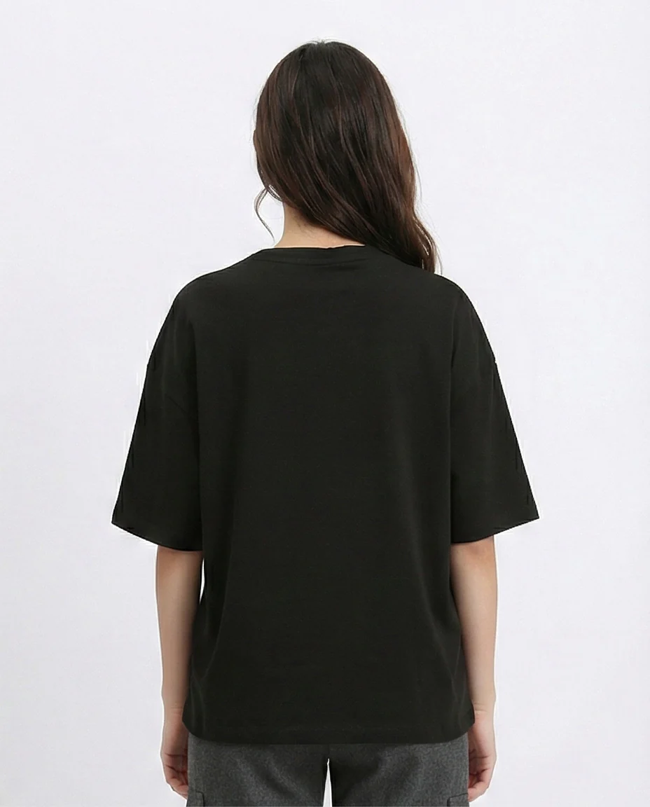 R207471 - Cotton Tee with Front Patch - Black - Image 2