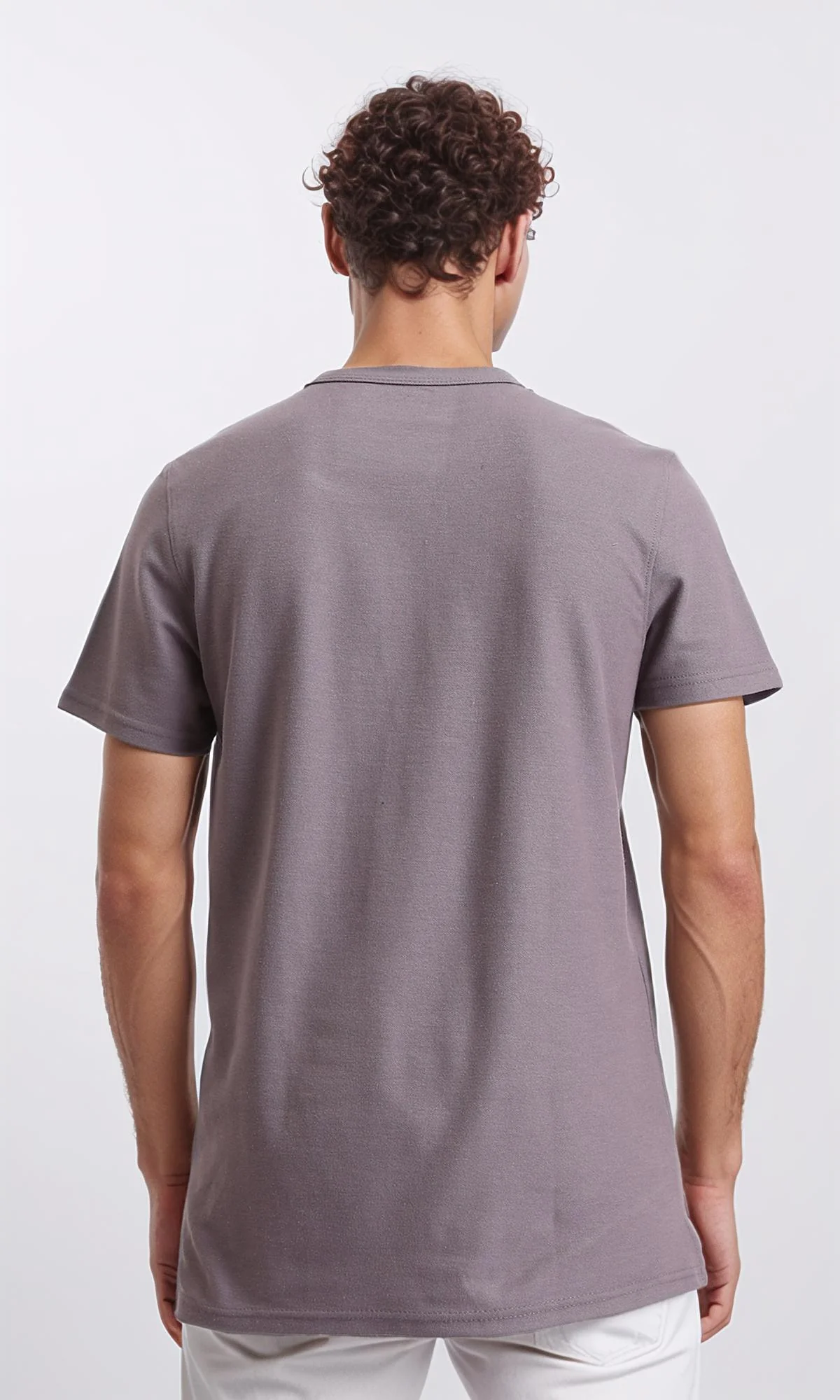 R207075 - Crew Buttoned Neck Henley Shirt - Dark Grey - Image 2