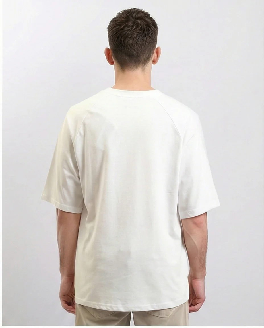 R215871 - Crew Neck Relaxed Fit Cotton Tee - White - Image 2