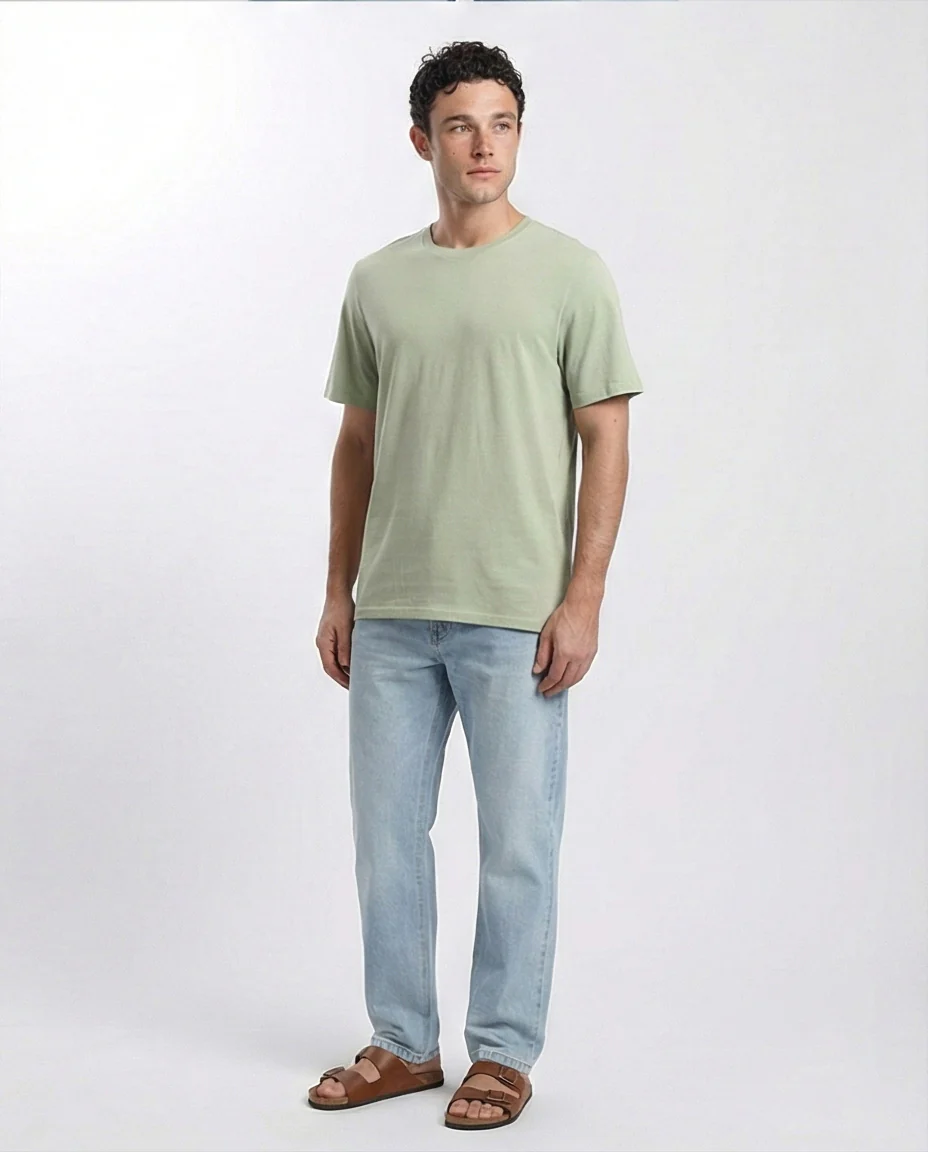 R209382 - Crew Neck Slip On Basic Tee - Olive - Image 4