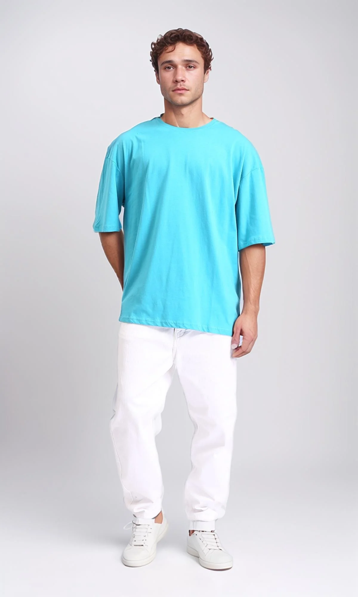 R209420 - Crew Neck Slip On Basic Tee - Sky Blue - Image 4