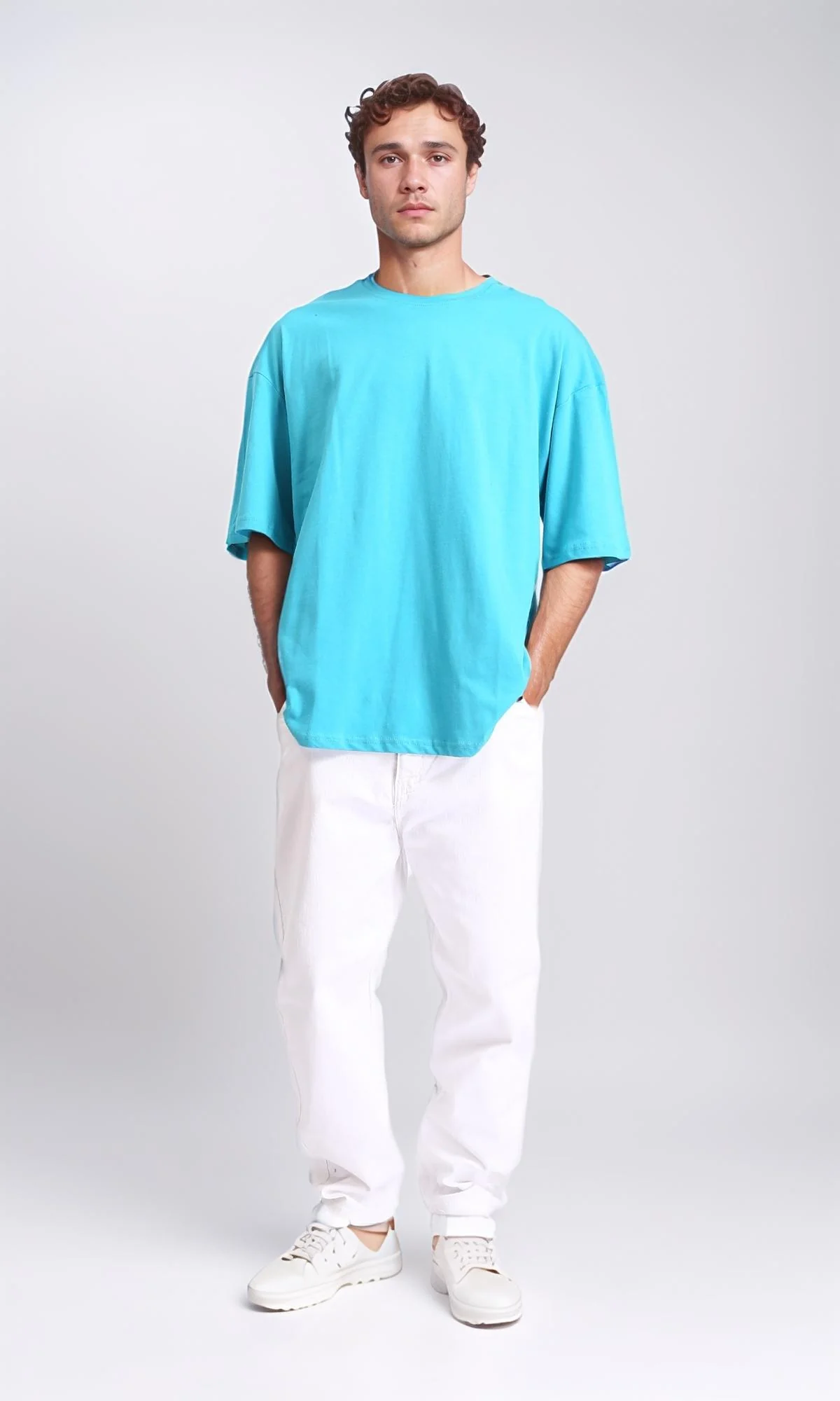 R209420 - Crew Neck Slip On Basic Tee - Sky Blue - Image 5