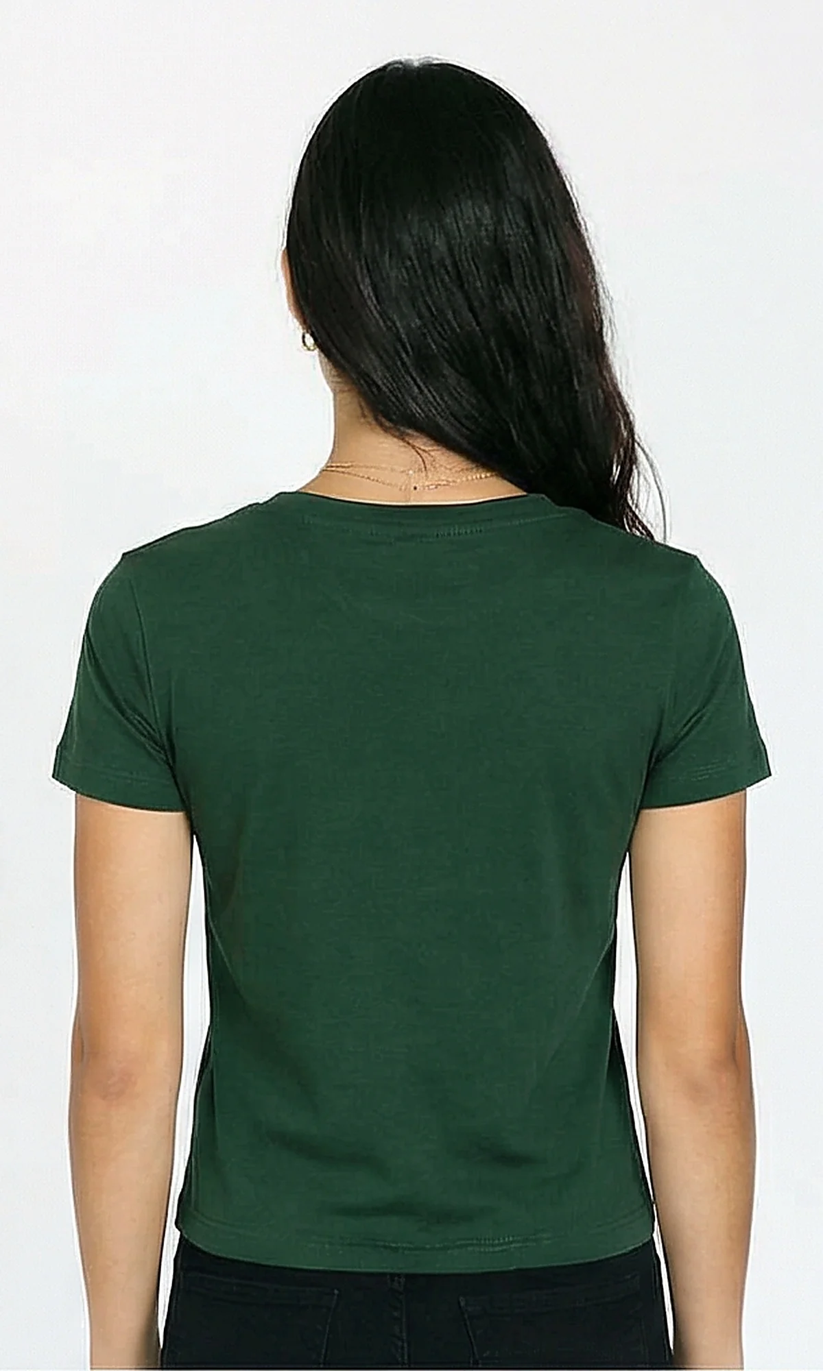 R216131 - Crew Neck Solid Short Sleeve Tee - Dark Green - Image 2
