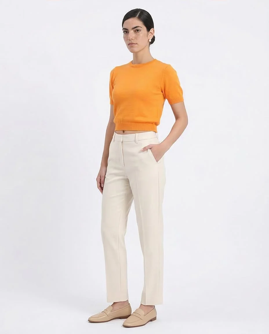 Ravin Cropped Crew-Neck Knit Top in Sunset Orange - R207980 - Image 5