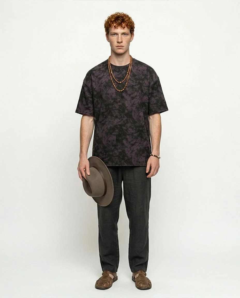 Dark Plum Storm Print Oversized Tee - R216849 - Image 3