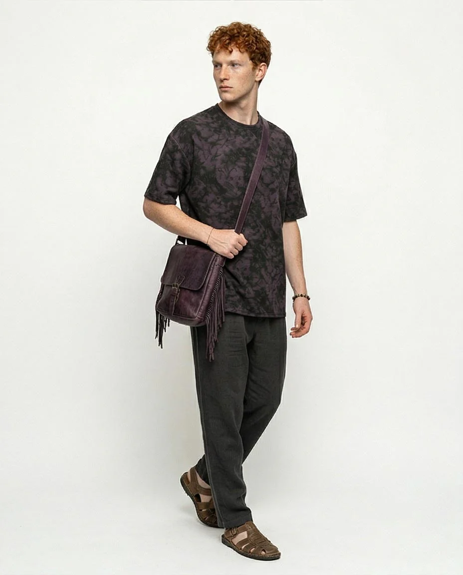 Dark Plum Storm Print Oversized Tee - R216849 - Image 4