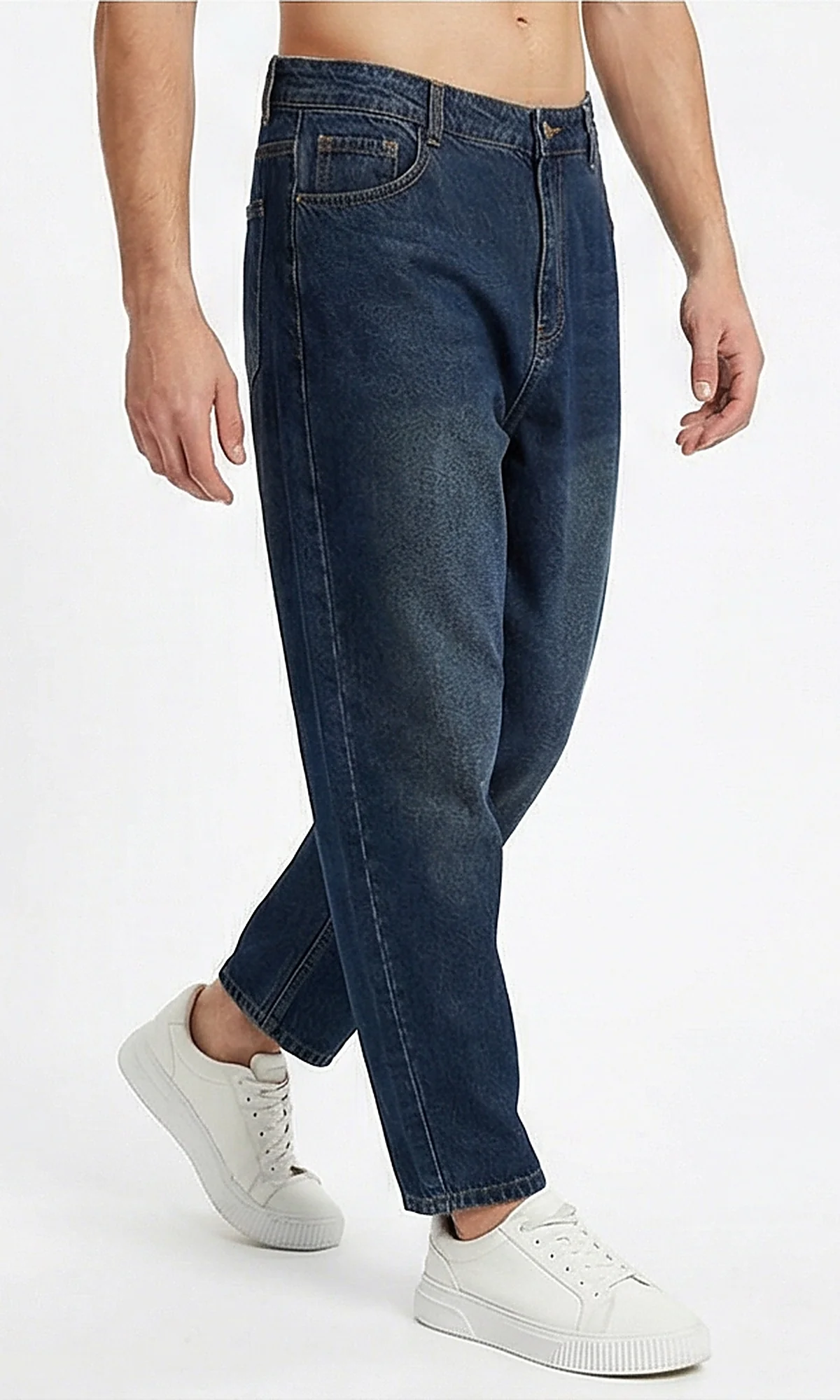 Dark Wash Relaxed Fit Denim Jeans for Men - Image 4
