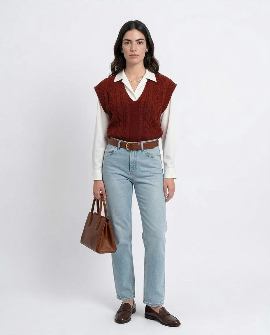 Deep V-Neck Cap Sleeve Vest - Burgundy - R214317 - Image 4