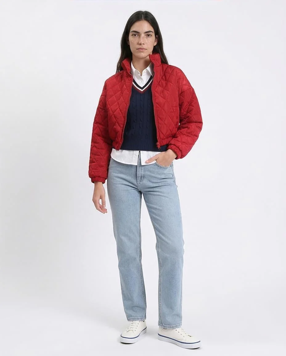 Ravin Diamond-Quilted Cropped Puffer Jacket - Dark Red - R211456 - Image 5