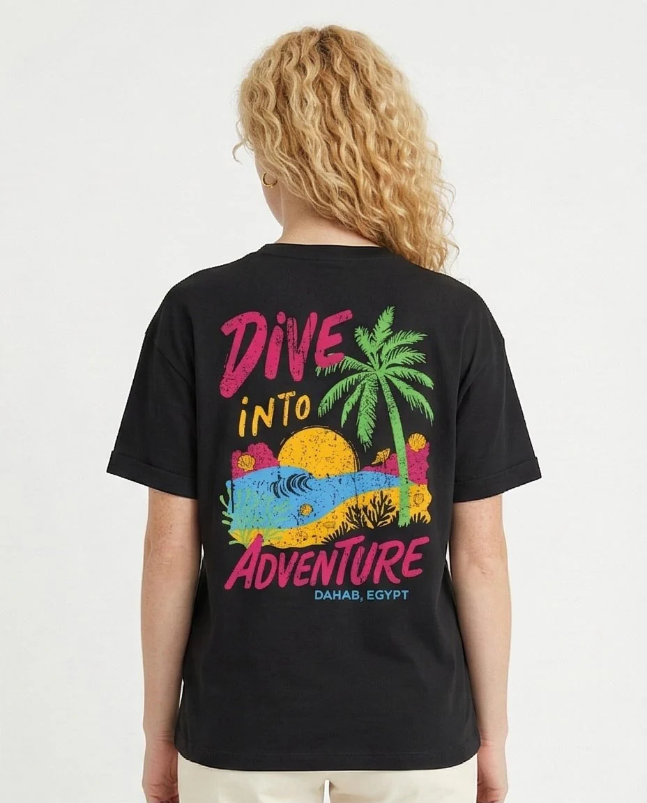 Ravin "Dive Into Adventure" Dahab Edition – Neon Graphic Oversized T-Shirt in Black -R215766 - Image 2
