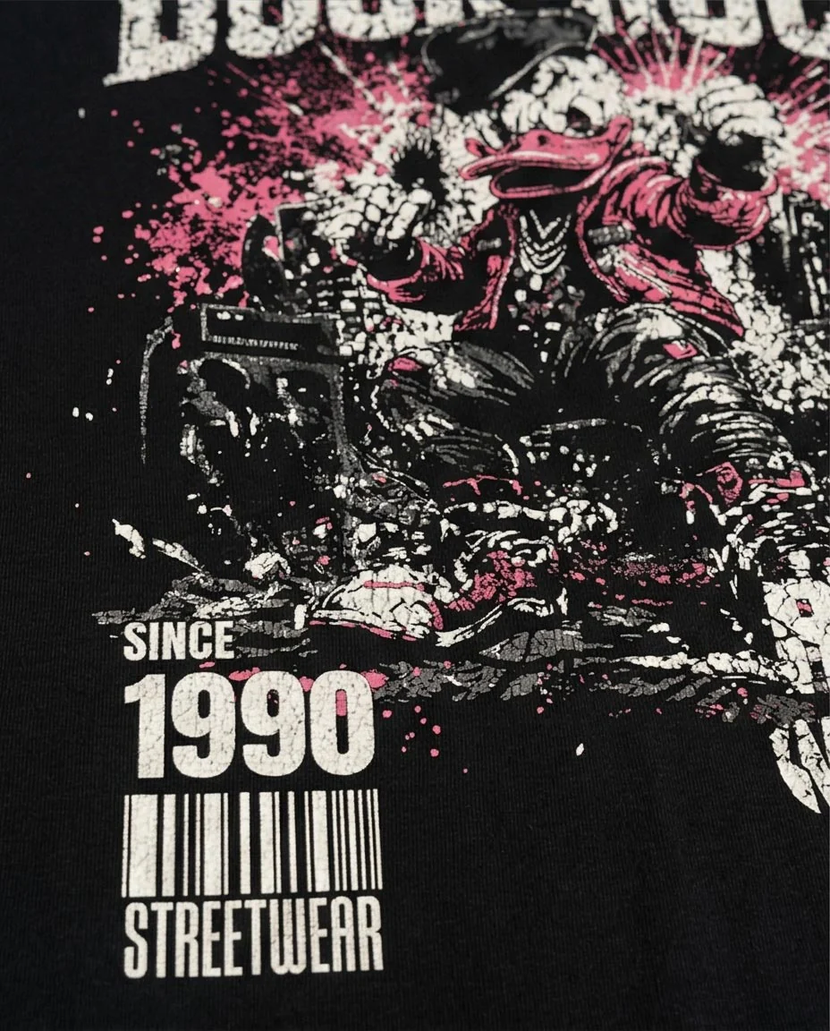 Duck Rock Punk-Art Oversized Tee in Midnight Black R215748 - Image 3