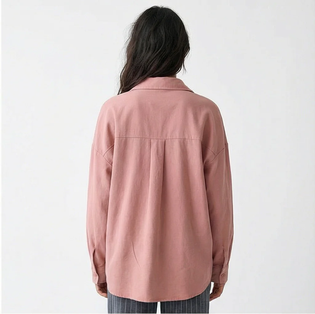 Dusty Rose Oversized Relaxed Fit Button-Down Shirt - R217217 - Image 2