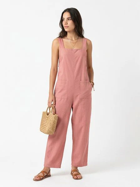 Dusty Rose Square Neck Utility Jumpsuit - R216673 - Image 3