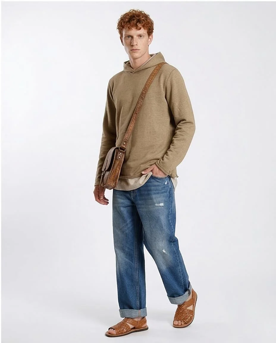 Earth Tone Textured Minimalist Hoodie - O202944 - Image 5