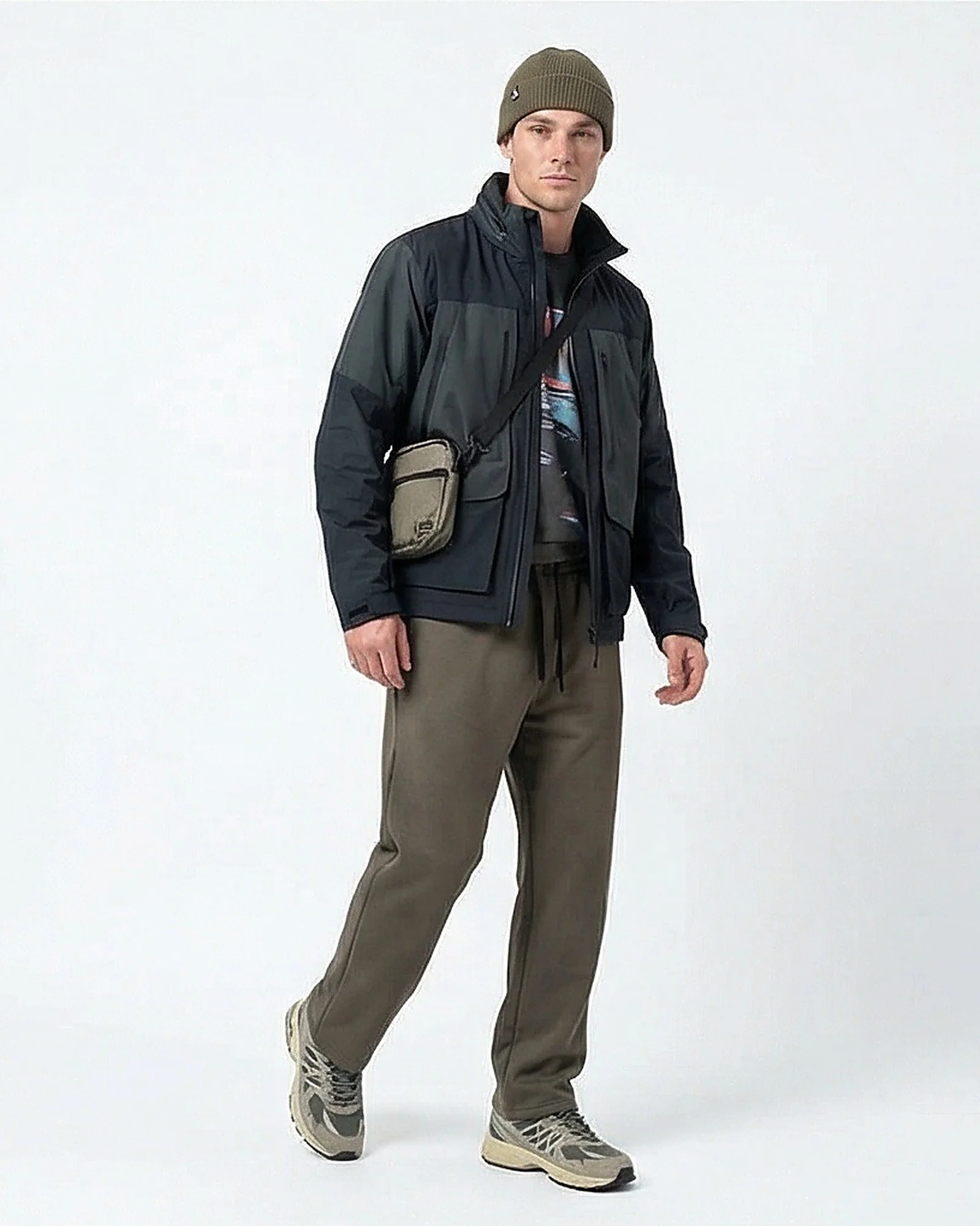 Essential Drawstring Utility Sweatpants in Earthy Khaki - Image 3