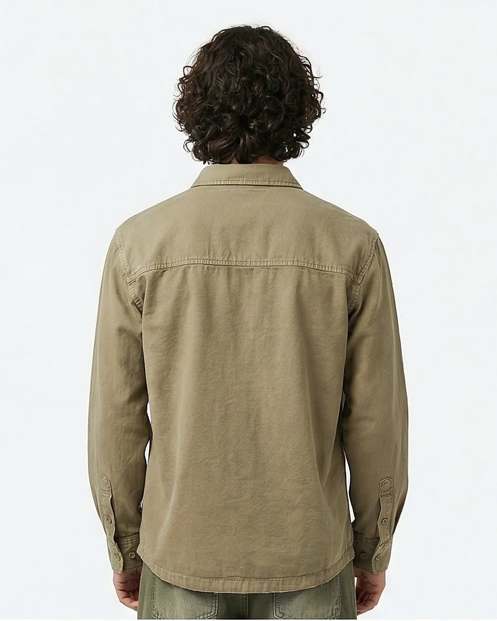 Essential Earthy Khaki Long Sleeve Utility Shirt - Image 2