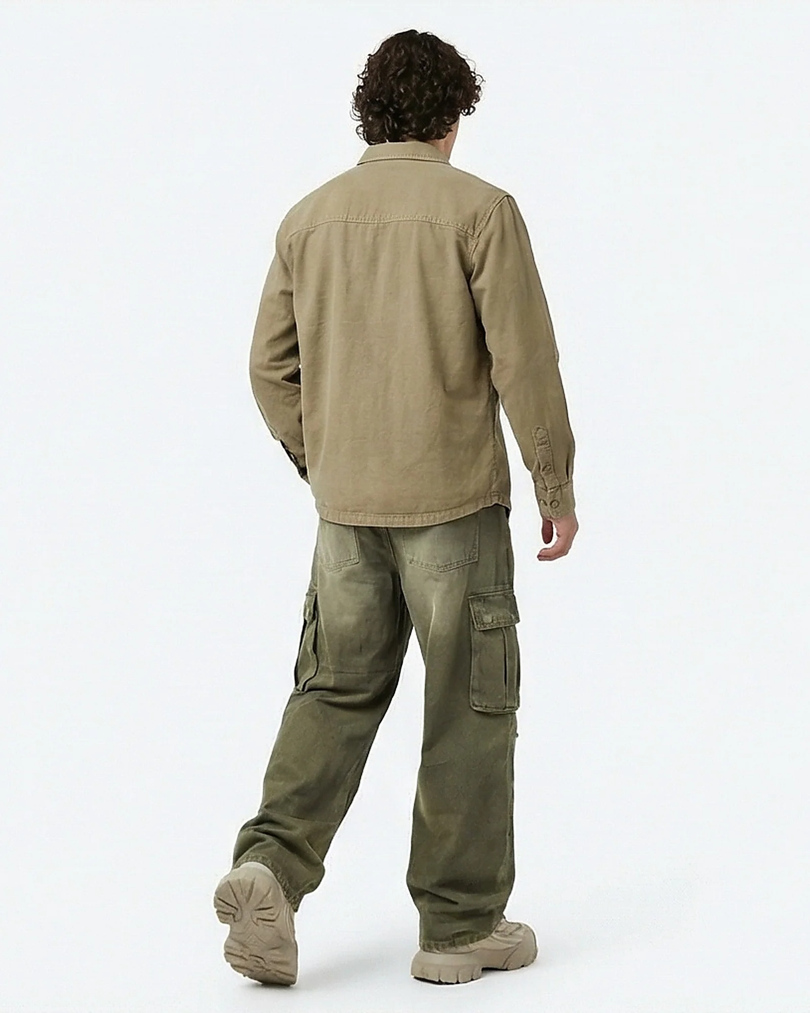 Essential Earthy Khaki Long Sleeve Utility Shirt - Image 4