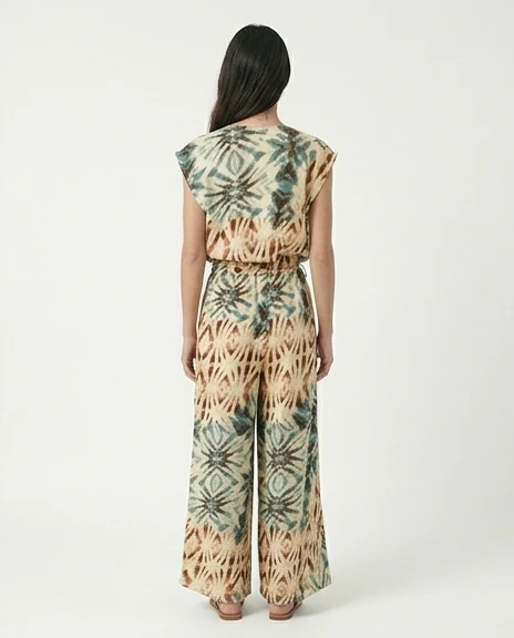 Earthy Shibori-Print Wide-Leg Jumpsuit - R217432 - Image 2