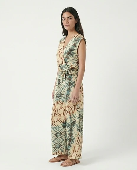 Earthy Shibori-Print Wide-Leg Jumpsuit - R217432 - Image 4