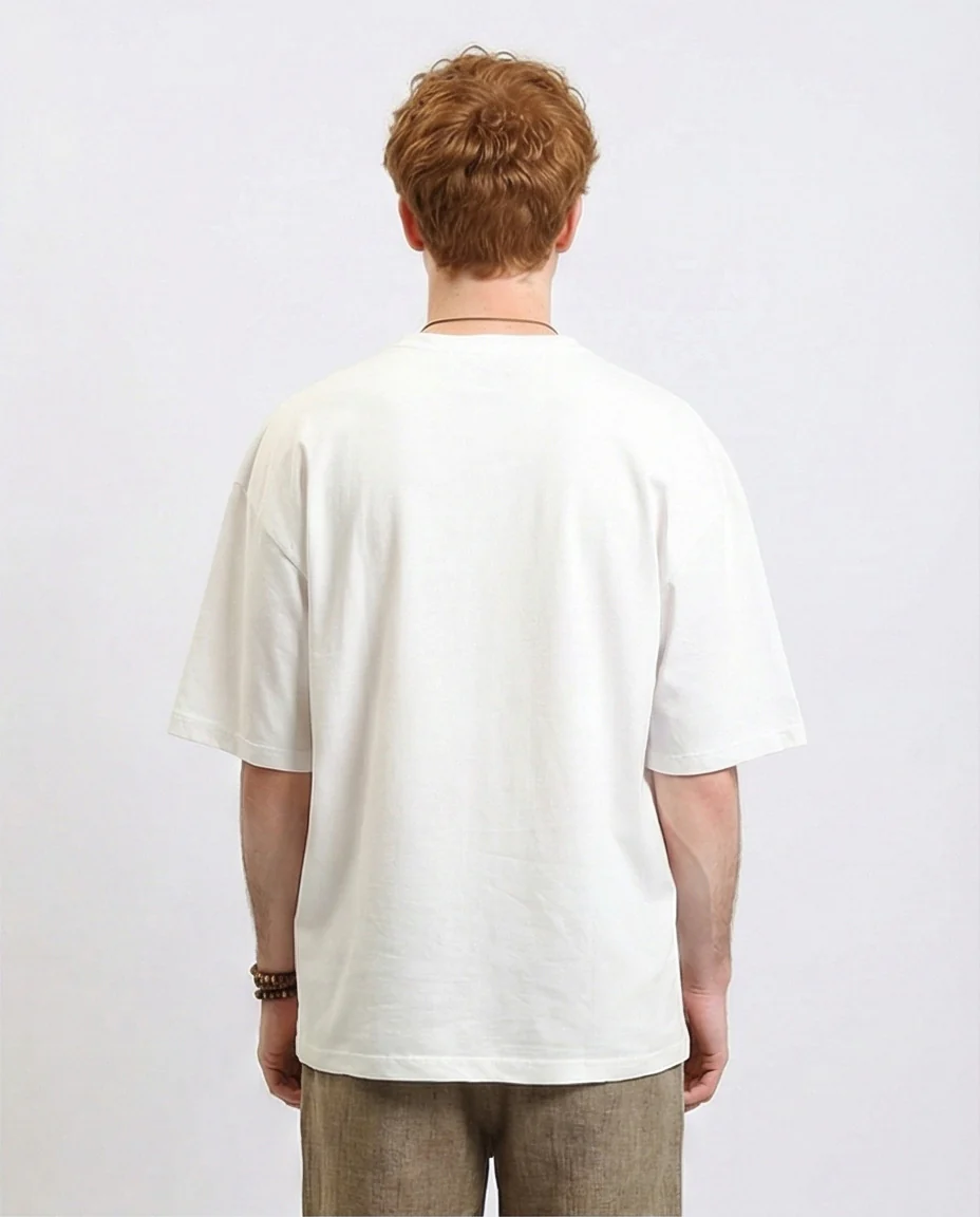 R215865 - Elbow-Sleeves Cotton Relaxed Basic Tee - White - Image 2