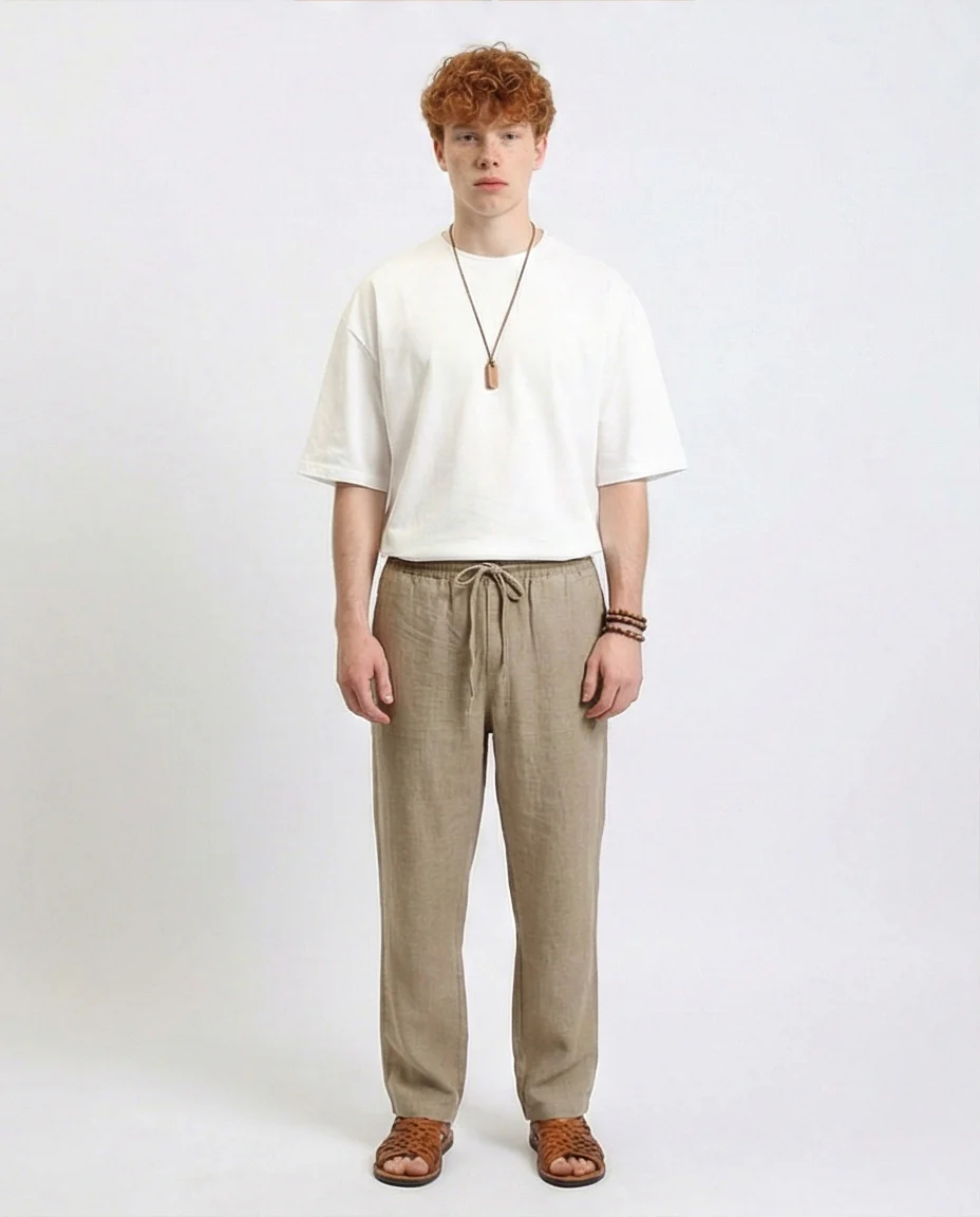R215865 - Elbow-Sleeves Cotton Relaxed Basic Tee - White - Image 3