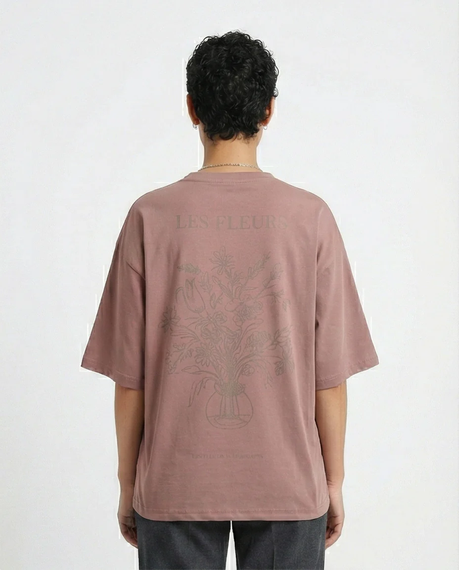 R209219 - Elbow Sleeves Printed Casual Tee - Dark Nude - Image 2