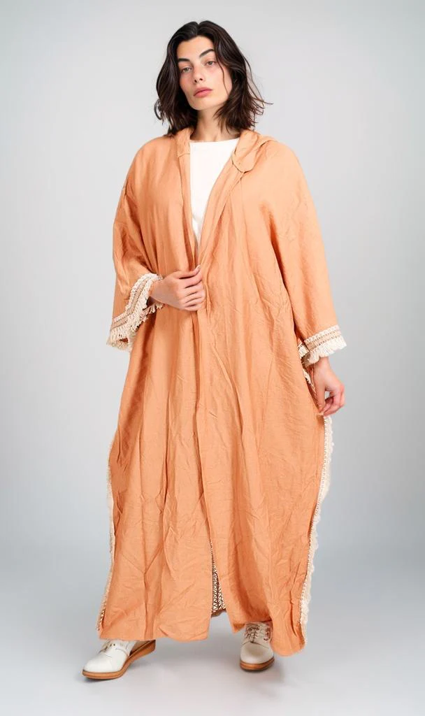 O204327 - Embroidered Linen Kimono - Rust Brown - Image 2