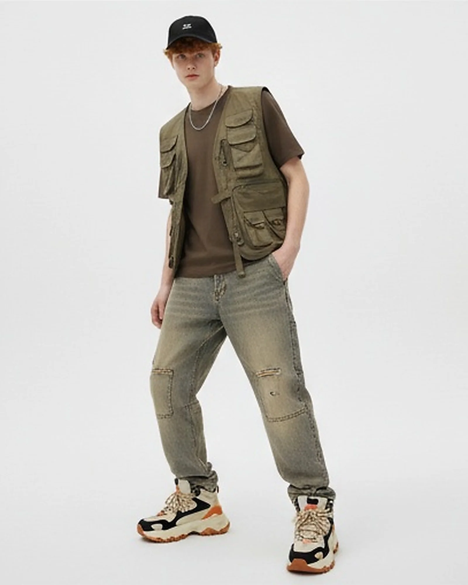 Espresso Brown Utilitarian Relaxed Fit T-Shirt - R216804 - Image 3